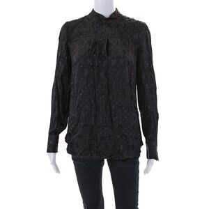 Cefinn Womens Back Zip Long Sleeve Mock Neck Square Print Top Black Red Size 6